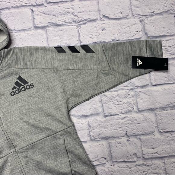 Adidas Melange Zip Up Hoodie in Heathered Grey - Picture 4 of 8